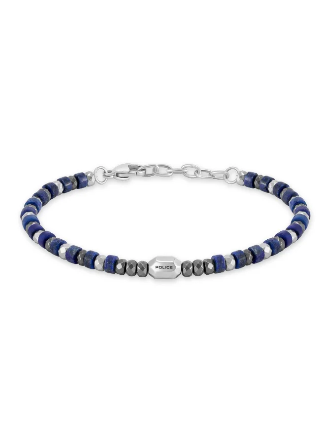 بوليس Stonely Stainless Steel Hematite & Lapis Beaded Bracelet for Men